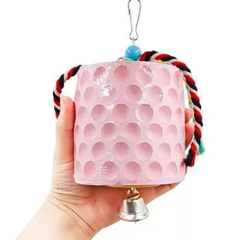 Очень большая игрушка для жевания птиц, точильный камень для клюва птицы с разноцветными хлопковыми веревками, металл розовый