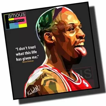 Очень большая известная галерея Popart Деннис Родман НБА Чикаго Буллз зарубежные виды спорта графическое искусство панель деревянный постер для интерьера 5151 см