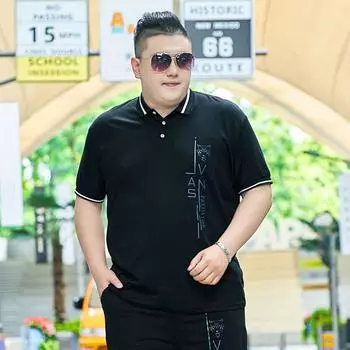 Очень большая мужская футболка больших размеров с лацканами и короткими рукавами Fat Guy, негабаритная повседневная рубашка-поло, футболка с воротником 2XL