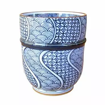 Очень большая щедрая чаша для суши Arita Hasami Ground Pattern, плетеная, чашка Yumi Tea Bowl, чашка, чашка, размер, посуда, посуда, синий