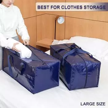 Очень большая сумка для переезда, складные контейнеры для хранения, водонепроницаемые сумки-органайзеры на молнии синий