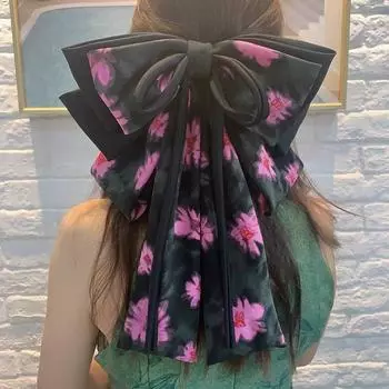 Очень большой бант заколка для волос для женщин и девочек высококачественные аксессуары для волос элегантный длинный бант из ленты пружинный зажим подарки