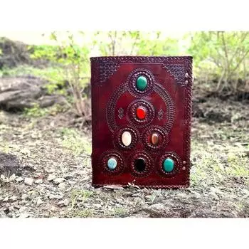 Очень большой блокнот ручной работы из севанского камня из коричневой кожи для написания заклинаний 13 x 10 in коричневый