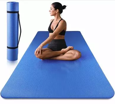 Очень большой коврик для йоги, широкий, 85 x толстый, для тренировок и тренировок, синий, 185 см, 10 мм, коврик, коврик, коврик, йога, растяжка, отдых, синий