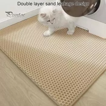 Очень большой коврик для кошачьего туалета, двухслойный коврик для кошачьего туалета, нескользящий водонепроницаемый коврик для кошачьего туалета, коврик для контроля разброса M серый