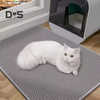 Очень большой коврик для кошачьего туалета, двухслойный коврик для кошачьего туалета, нескользящий водонепроницаемый коврик для кошачьего туалета, коврик для контроля разброса M серый