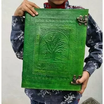 Очень большой кожаный журнал «Древо жизни» с тиснением в обложке, пустая книга ручной работы, подарок 13 x 10 in