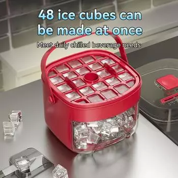 Очень большой льдогенератор на 48 л с удобной крышкой - двухслойный, поддон для хранения из пищевого пластика для холодильников, портативная конструкция для напитков, чая и кофе
