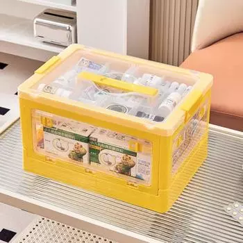 Очень большой ящик для хранения лекарств с 2 съемными лотками, ручками, штабелируемая аптечка первой помощи, прозрачный органайзер для медицинских принадлежностей 1pc жёлтый