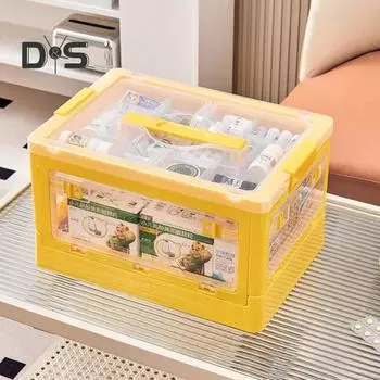 Очень большой ящик для хранения лекарств с 2 съемными лотками, ручками, штабелируемая аптечка первой помощи, прозрачный органайзер для медицинских принадлежностей 1pc жёлтый