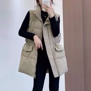 Очень большой размер 100 кг пуховый хлопковый жилет женский 2024 осень-зима новый свободный жилет хлопковая куртка M [recommended 85-52.5kg