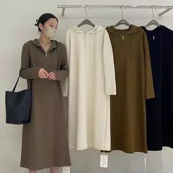 Очень большой размер 150 кг жира MM премиум сенс пит-стрип с капюшоном юбка женское осеннее свободное и универсальное длинное платье L Within 50kg чёрный