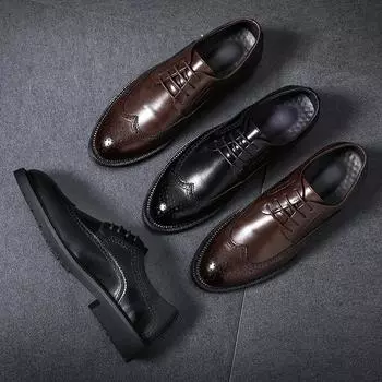 Очень большой размер британской моды ретро тренд остроносые повседневные кожаные туфли 45 Брок гравированные мужские туфли 830-H 39 коричневый