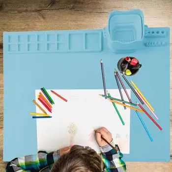 Очень большой силиконовый коврик для рисования со складным стаканчиком для чистки кистей, самодельный детский блокнот для рисования маслом с прорезью для ручки