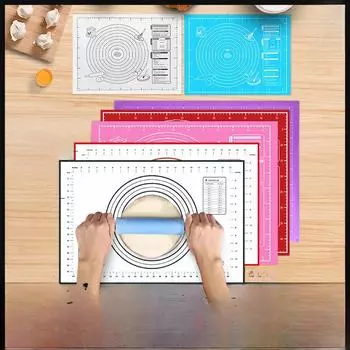 «Очень большой силиконовый коврик для выпечки с мерной шкалой — утолщенный коврик для замешивания из ЭВА» White with Black (Thin)