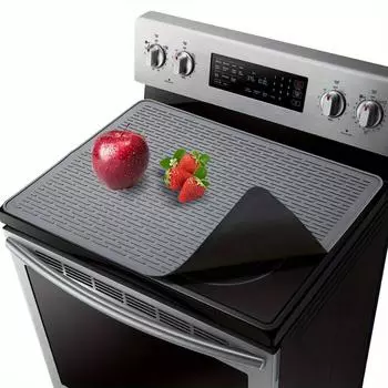 Очень большой силиконовый защитный коврик для плиты - термостойкая верхняя крышка электрической плиты, нескользящий коврик для сушки посуды для кухни чёрный