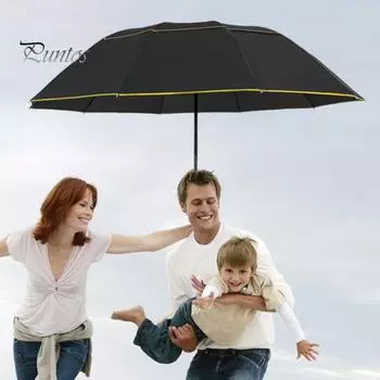 Очень большой складной зонт с двойным куполом, солнцезащитный, с защитой от ультрафиолета и светоотражающими полосами, ветрозащитный, 10-спицевый, водонепроницаемый, солнцезащитный, дождевой зонт S вино красного