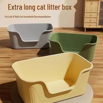 Очень большой водонепроницаемый кошачий туалет с открытой конструкцией и ковриком для кошек породы мейн-кун Litter Box