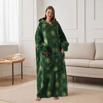 Очень длинная толстовка-одеяло для женщин и мужчин, большое мультяшное одеяло с капюшоном, теплое фланелевое одеяло с рукавами и гигантским карманом