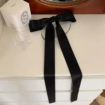 Очень длинные стримерные заколки-банты для волос для женщин и девочек, атласная лента, большой бант, розовый, черный, заколка-автомат, корейские аксессуары для волос