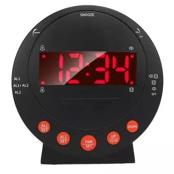Очень громкий будильник с экраном 3,74 дюйма и функцией встряхивания кровати, светодиодный дисплей с оповещением о дверном звонке, регулируемый UK Plug