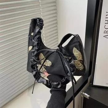 Очень красивая вышитая бабочка фея принт отдых путешествия прилив личность складная большая вместительная сумка через плечо