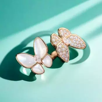 Очень красивое кольцо-бабочка, девушка-богиня, полностью бриллиантовая микро-инкрустация, ремесло, инкрустированное белым рябчиком, открытое кольцо, без размера, подарок