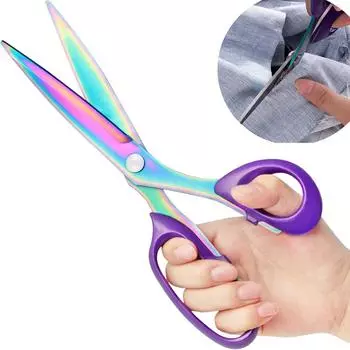 Очень острые швейные ножницы, сверхмощные универсальные ножницы из кованой нержавеющей стали с титановым покрытием для пошива одежды 1PC фиолетовый