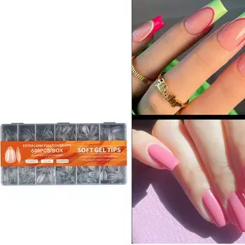 Очень прямые накладные ногти Coffin Накладные ногти Long Square Coffin Накладные ногти Французский маникюр Салонные инструменты для дизайна ногтей D