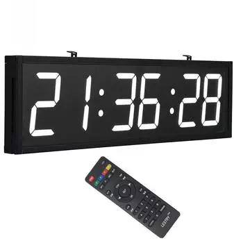 Очень яркие большие цифровые настенные часы с дистанционным управлением для использования в спортзале EU Standard красный