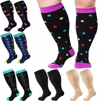Очень широкие компрессионные носки для икр 2XL-4XL, чулки для икр, цветные чулки до колена для женщин 3XL-Style 7