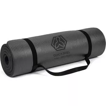 Очень толстые 10 мм NBR коврики для йоги коврик для упражнений противоскользящий водный для мужчин женщин детей с ремнем для переноски (черный) (2 фута x 6 футов) (2fts x 6fts)