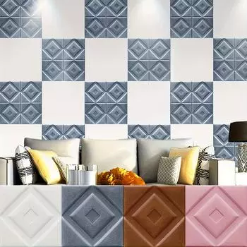 Очень толстый! 0,315 дюйма толщиной 15/20 шт. 3D настенная плитка с прочным клеем водонепроницаемые и влагостойкие потолочные наклейки легко приклеиваются и отклеиваются 15pcs белый