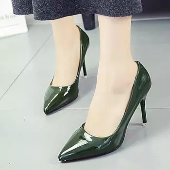 Очень высокая женская обувь из лакированной кожи на высоком каблуке, весенне-летние туфли-лодочки с острым носком, свадебные туфли, женские розовые, черные, красные, белые 3