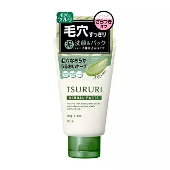 Очищающая паста для лица Tsururi Herbal 120 г Очищающая пена для лица Глиняная маска Скраб для ухода за порами Плотная пена