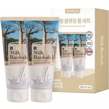 Очищающая пенка Milk Baobab Whipped, 120мл, 2 шт Известная корейская косметика