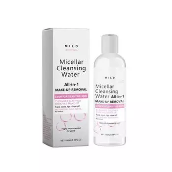 Очищающая вода для снятия макияжа очищает и успокаивает кожу, подходит для всех типов кожи, 100 мл белый