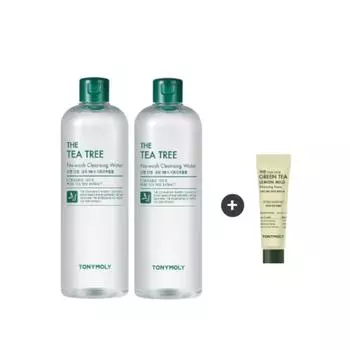 Очищающая вода Tonymoly 500 мл + очищающая пенка Green Tea Lemon 10 мл в подарок FREE