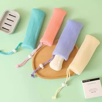 Очищающее мыло, сетчатые мешки, инструменты для мытья ванны, сетки для очищения тела, пенящаяся сетка для мыла бежевый