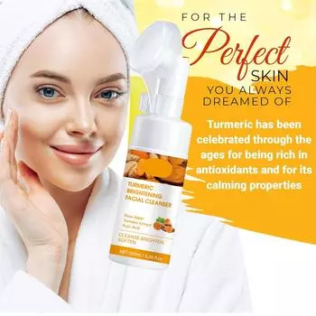 Очищающее средство для лица, пенящееся средство для умывания, для удаления загара, выравнивания тона кожи, отшелушивания кожи, удаления темных пятен, удаления пигментации и выравнивания тона кожи, 100 мл жёлтый