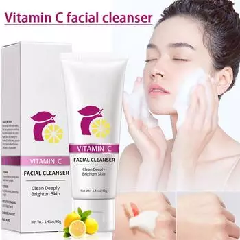 Очищающее средство для лица с витамином С, глубокое очищение пор, осветление тона кожи, контроль жирности, увлажняющее очищение кожи для любой кожи, 40 г 40g