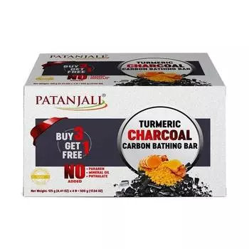 Очищающее средство для тела Patanjali Turmeric Charcoal, натуральное очищающее мыло для тела для мужчин и женщин с активированным углем, 125 г, упаковка из 4 шт.