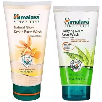 Очищающее средство для умывания с нимом Himalaya Herbals, 150 мл и средство для умывания с натуральным сиянием Himalaya Kesar, 150 мл