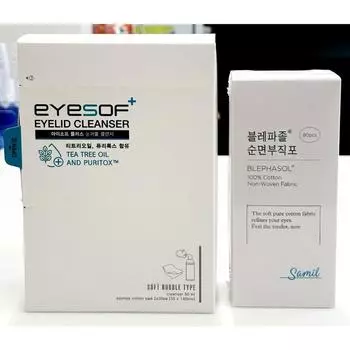 Очищающее средство для век Eyesof Plus EYESOF Почтовая доставка + Чистый хлопковый нетканый материал, 1 набор, 50 мл
