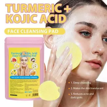 Очищающие диски для осветления кожи Очищающие диски Kojic Помогают сбалансировать уровень жира и воды в коже Увлажняют Удаляют излишки кератина с кожи тела 40 шт 10 мл розовый