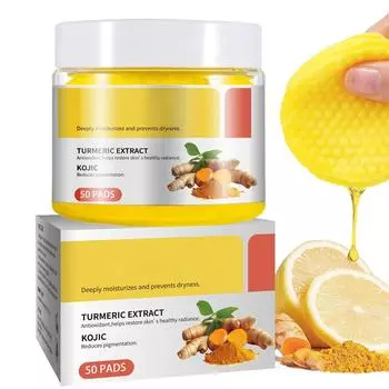 Очищающие диски для осветления кожи Очищающие диски Kojic Помогают сбалансировать уровень жира и воды в коже Увлажняют Удаляют излишки кератина с кожи тела 50 шт 10 мл жёлтый
