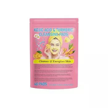 Очищающие диски, очищающие диски Kojic помогают сбалансировать жир и воду кожи, увлажняют, удаляют излишки кератина с кожи тела 40 шт/30 мл розовый