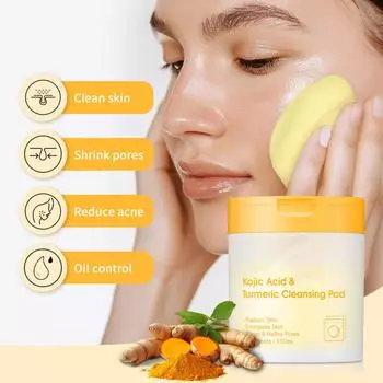 Очищающие диски, очищающие диски Kojic помогают сбалансировать жир и воду кожи, увлажняют, удаляют излишки кератина с кожи тела, 30 мл белый