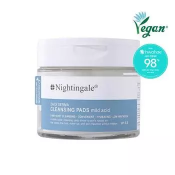 Очищающие подушечки Nightingale Daily Derma с мягкой кислотой, 70 листов (предоставлено 10 листов)