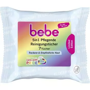 Очищающие салфетки Bebe bebe 5в1 дорожный размер, 7 шт.
